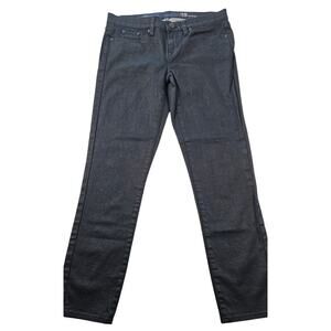 NWOT J Crew Toothpick skinny ankle jeans shiny black grunge sz 28 emo career